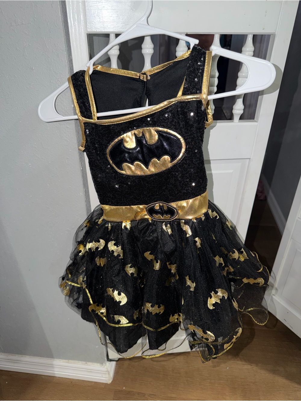 Girls' Black & Gold Batgirl-Inspired Tutu Costume Dress